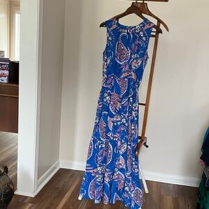 Blue Paisley Sleeveless Dress